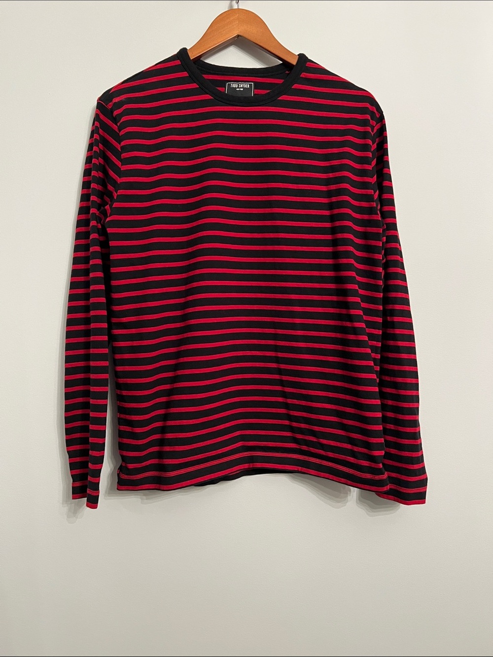Men’s Todd Snyder Striped Black & Red Long-Sleeve Crew